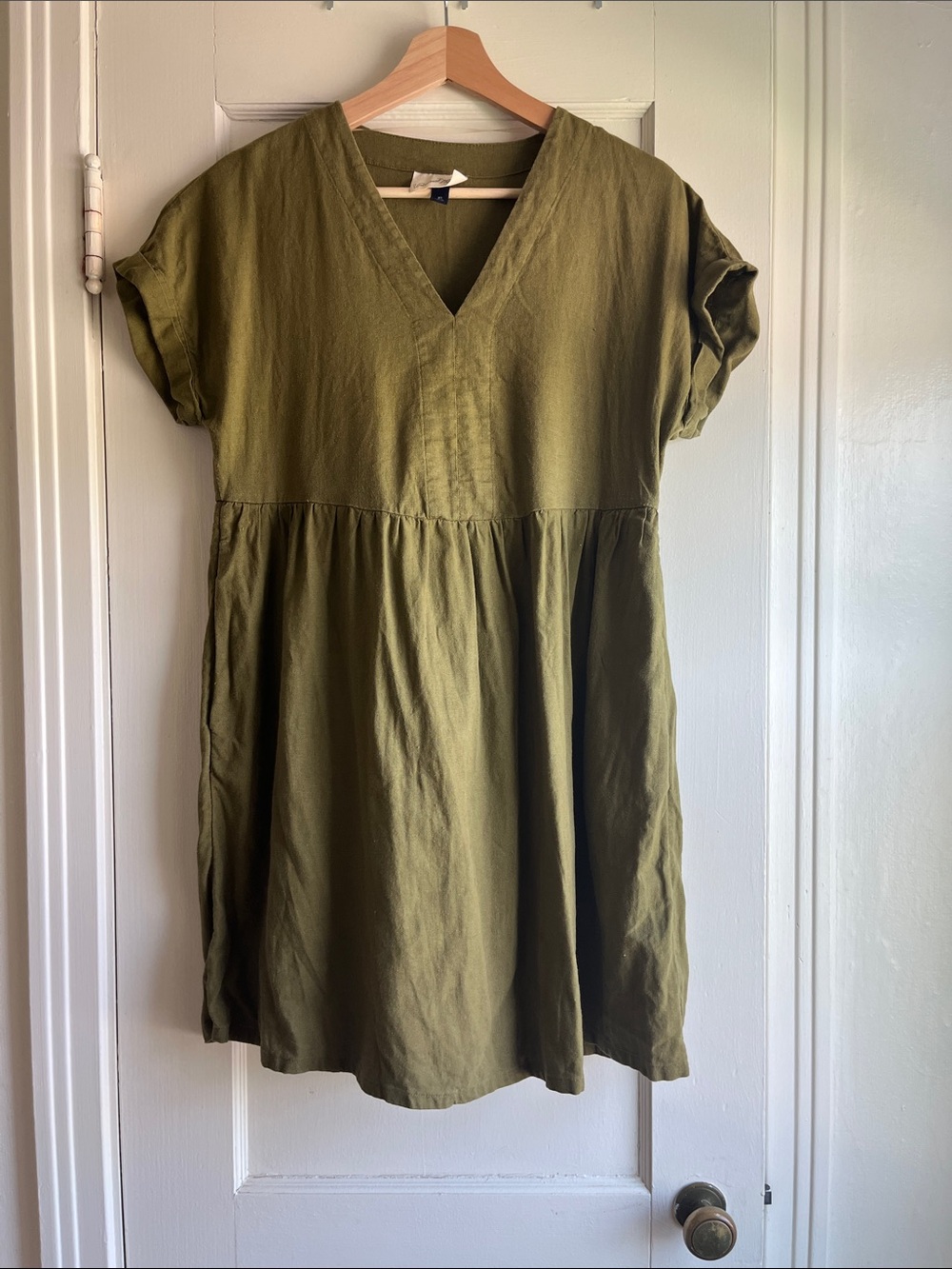 Universal thread Olive Green V-Neck Babydoll Dress